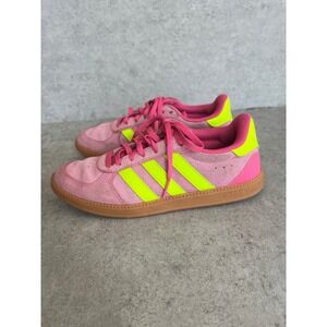 Adidas Breaknet Sleek Sneakers Pink Neon Yellow Size 6 Athleisure Bright Shoes